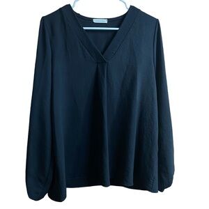 Cotton Bleu Black VNeck Balloon Long Sleeves Top Small